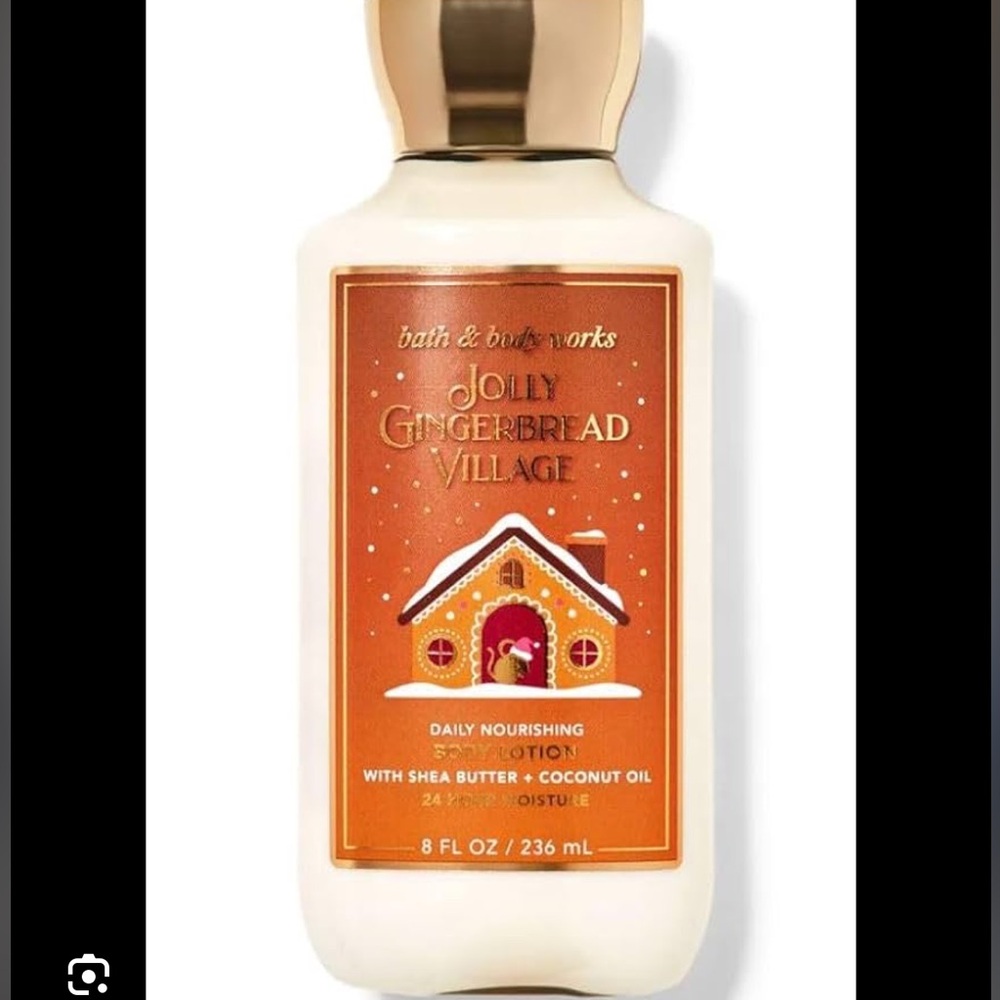 Bath & Body Works Jolly Gingerbread Village Body Lotion - Gold and Cream